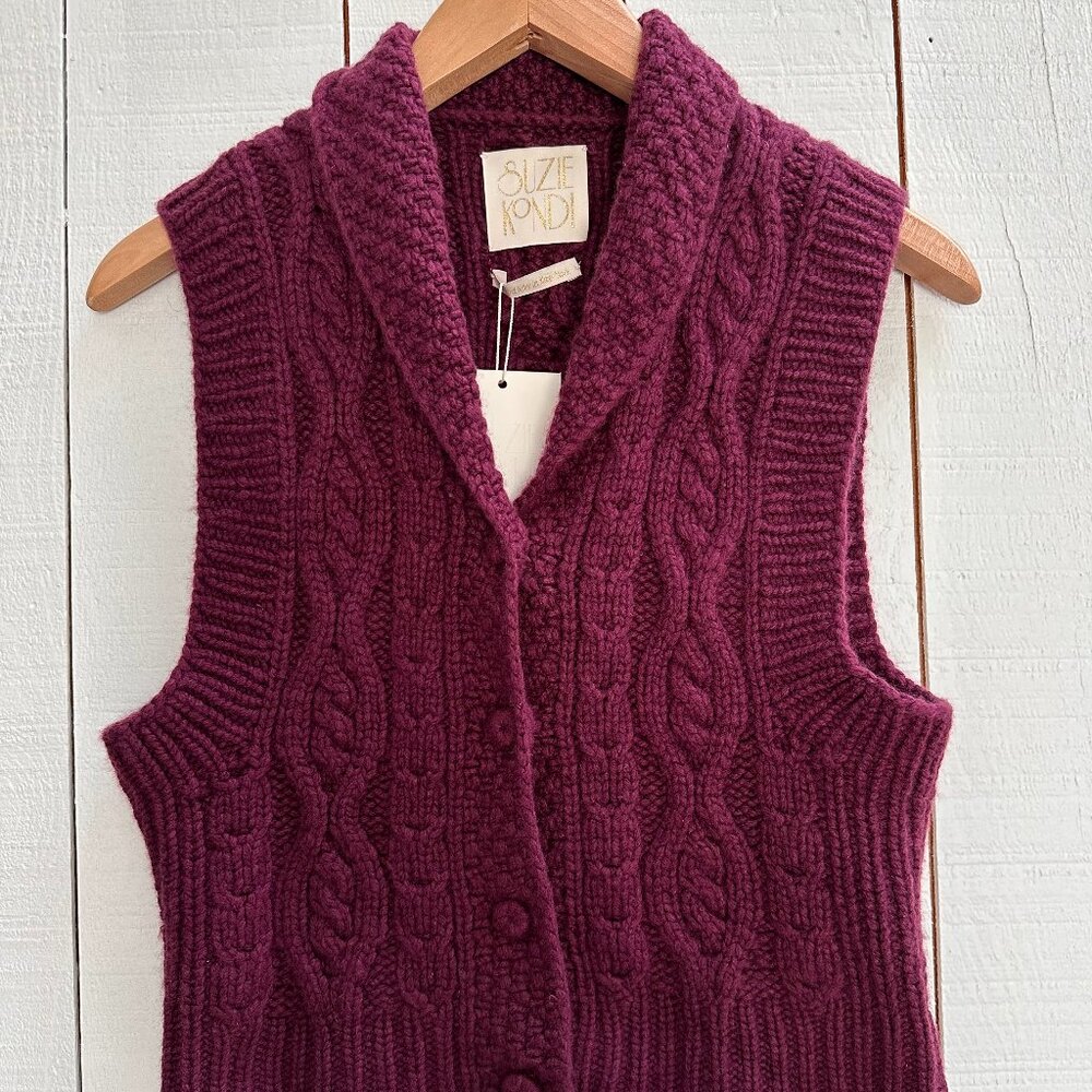 NWT Suzie Kondi Cashmere Jelek cable knit vest